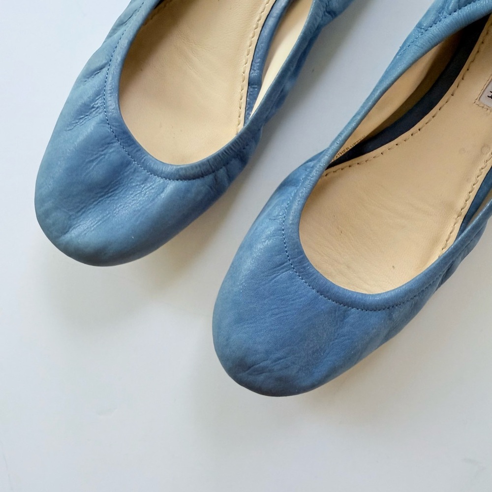 Vera Wang Lavendar Label Leather Ballet Flats in Blue Shimmer Size 8 - Picture 3 of 16